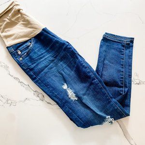 AG ADRIANO GOLDSCHMIED DISTRESSED MATERNITY SKINNY